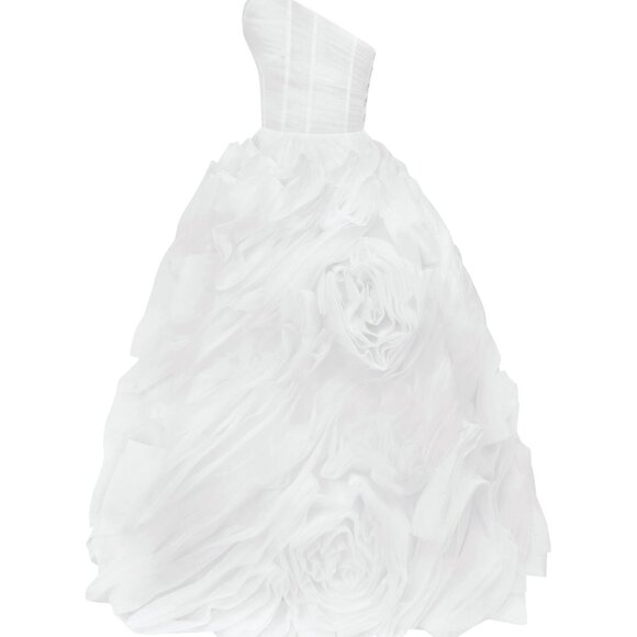 Elegant White Strapless Midi Dress - Picture 7 of 11